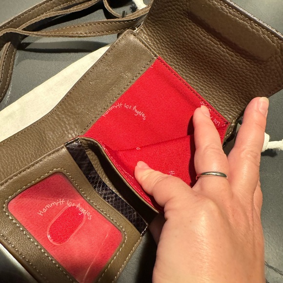 Hammitt Small Levy Crossbody Wallet Adjustable Strap Leather Olivine Snake - Picture 6 of 11